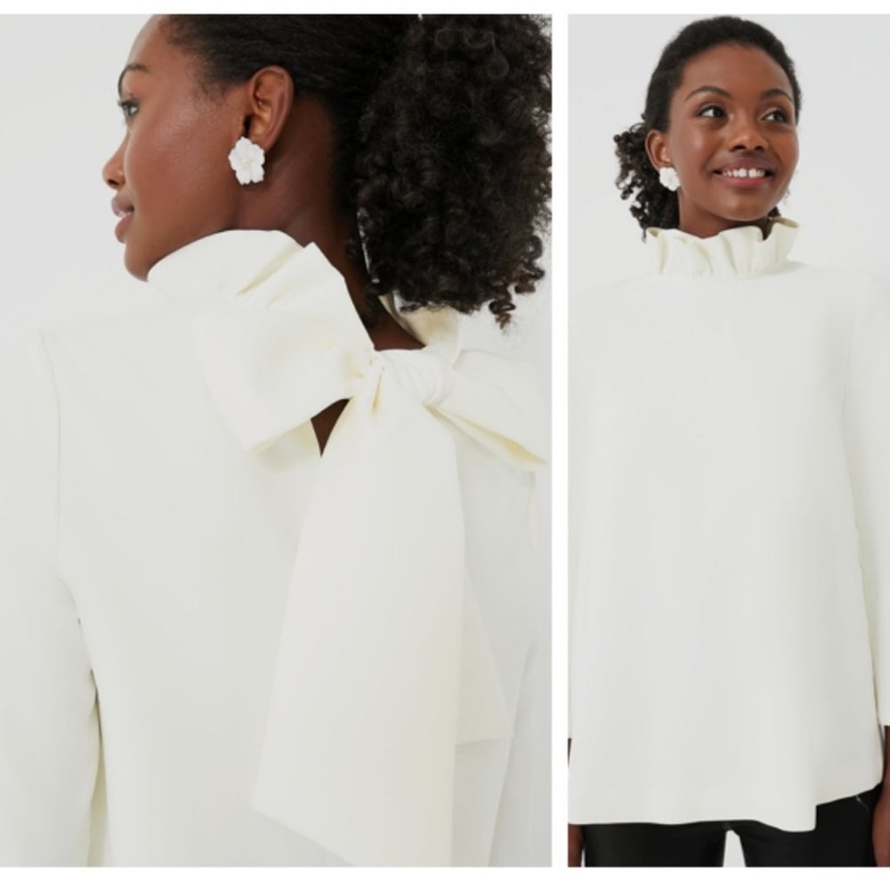 Elegant White Blouse with Bow Detail